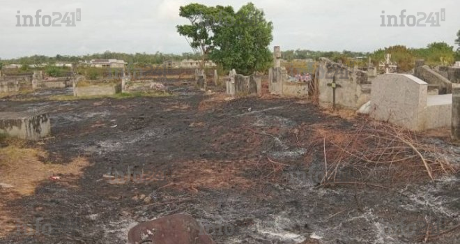 Port-Gentil : Le cimetière de Ntchengué ravagé par un incendie, plusieurs tombes réduites en cendres