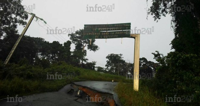 Les images de la route coupée entre les provinces de l’Estuaire et du Moyen-Ogooué