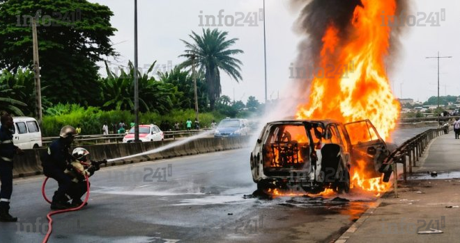 Libreville&nbsp;: Un père et ses enfants échappent à la mort dans l’incendie de leur véhicule au PK6